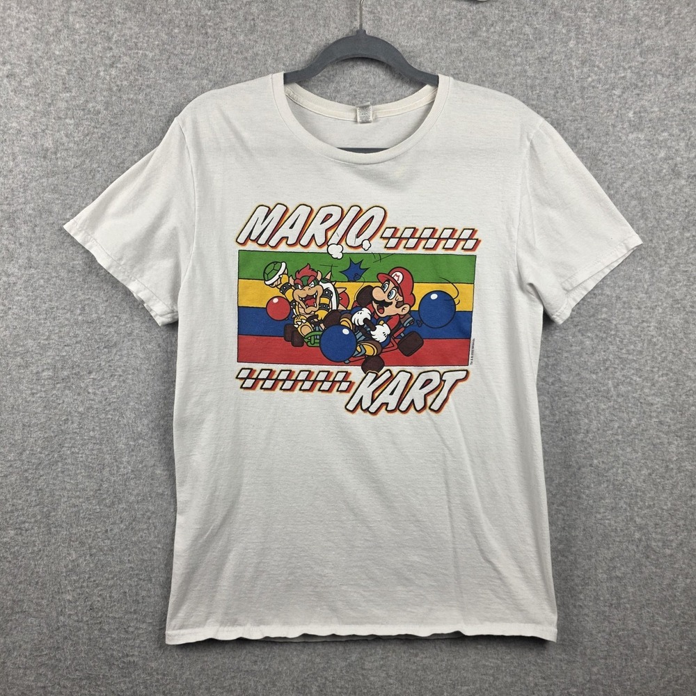 Mario Kart Shirt Mens Medium White Graphic Tee Nintendo‎